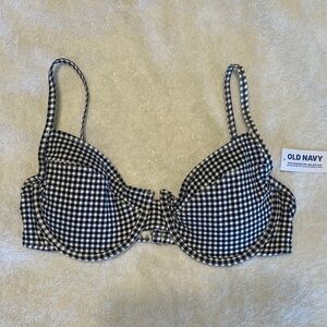 Old Navy Black and White Gingham Underwire Bikini Top.